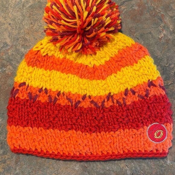 Chaos Pom Pom Beanie colorful Acrylic Hat - Picture 1 of 5